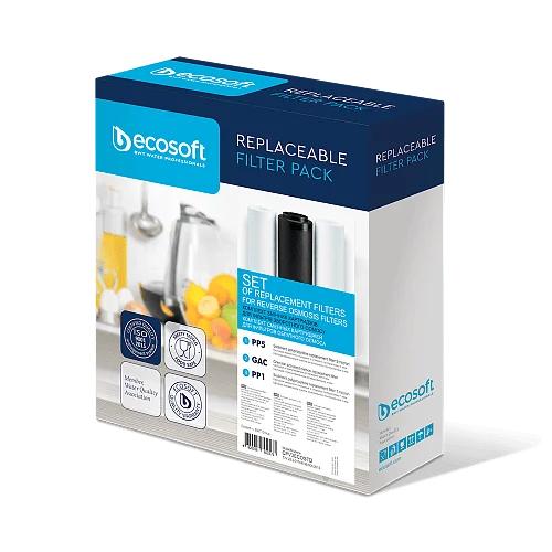 Комплект картриджей Ecosoft 1-2-3 для фильтра обратного осмоса коробка