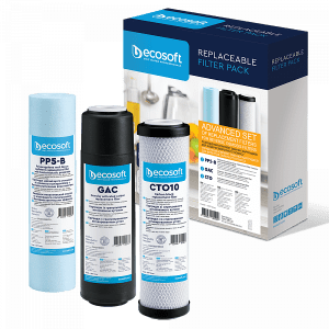 Улучшенный комплект картриджей Ecosoft 1-2-3 для фильтра обратного осмоса