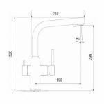 Трёхпозиционный смеситель с боковыми ручками GLOBUS LUX ONIX размеры