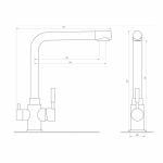 Трёхпозиционный смеситель с боковыми ручками GLOBUS LUX SUS 1 НЕРЖАВЕЙКА размеры